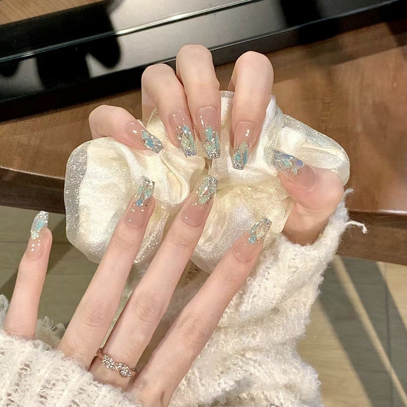 [Glazed Splendor] Purely Handmade Spring/Summer Nude Ice-Transparent Brightening Nails for Brides and Pregnant Women, High-End Wearable Manicure