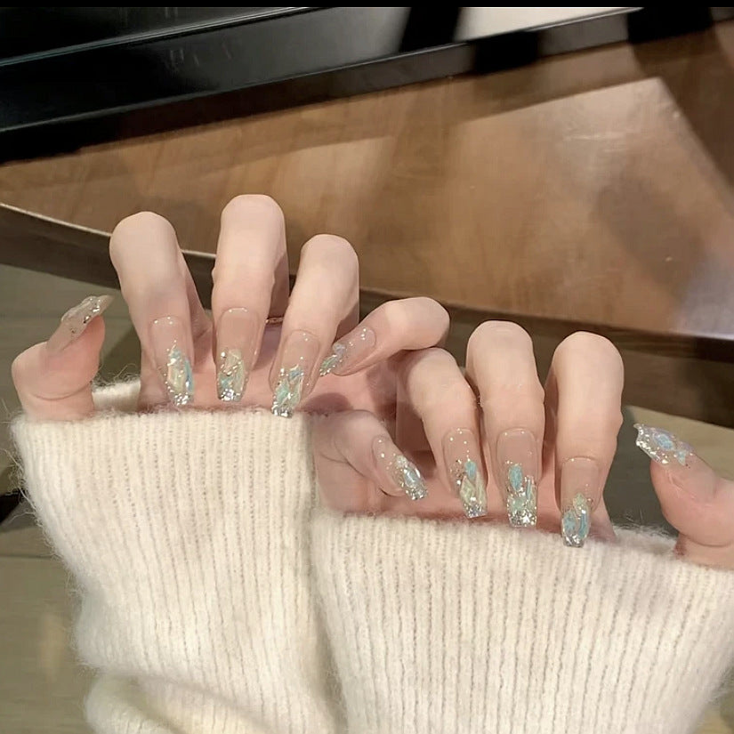 [Glazed Splendor] Purely Handmade Spring/Summer Nude Ice-Transparent Brightening Nails for Brides and Pregnant Women, High-End Wearable Manicure