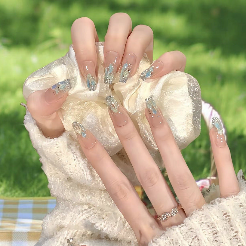 [Glazed Splendor] Purely Handmade Spring/Summer Nude Ice-Transparent Brightening Nails for Brides and Pregnant Women, High-End Wearable Manicure
